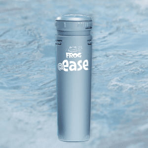 Ease SmartChlor cartridge with water in the background.